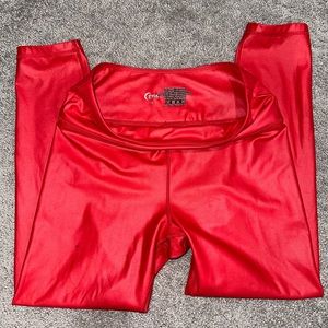 Red leather 25” leggings